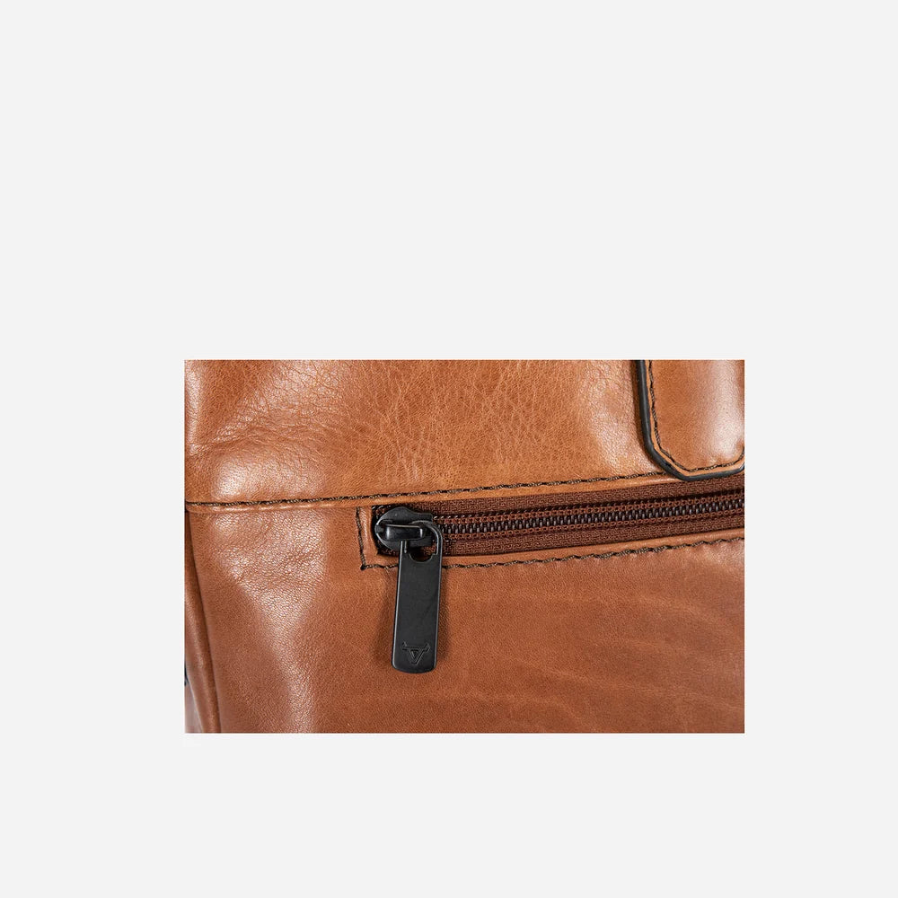 Brando Winchester 15In Slimline Leather Laptop Bag-Medium Brown 1005
