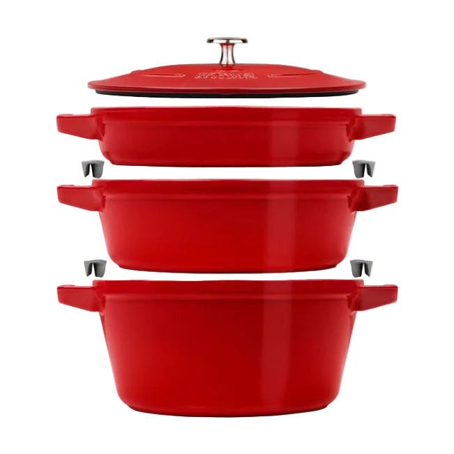 Staub Cast Iron Stackable Cookware Set 4 Piece Charry STB14582406.
