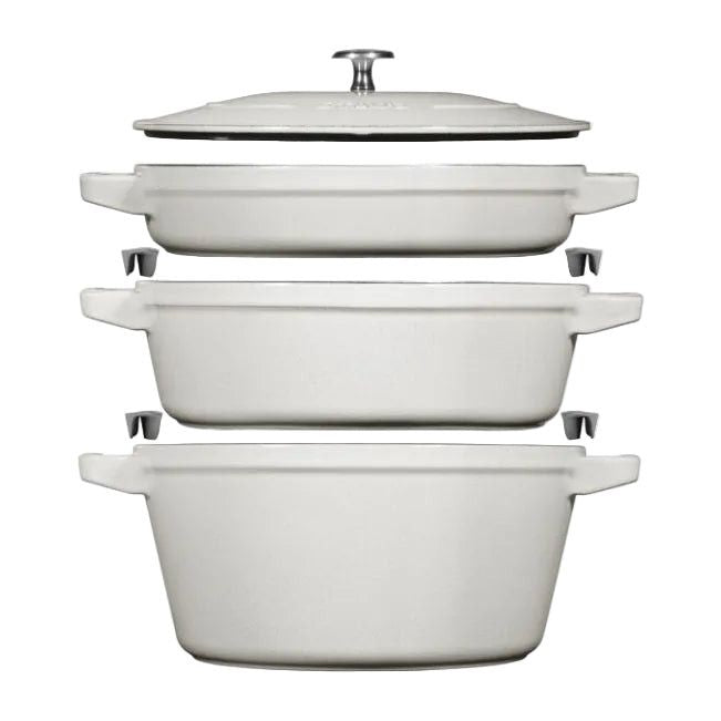 Staub Cast Iron Stackable Cookware Set 4 Piece White Truffle STB14582410.