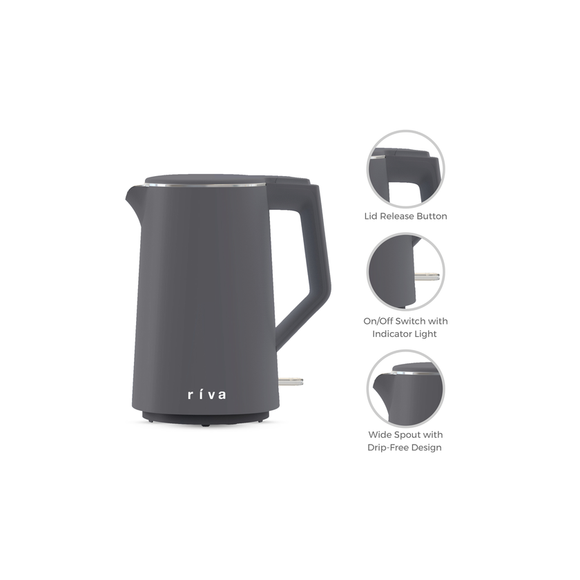 Riva Cool Touch Kettle 1.7L Coal Grey RVGK001