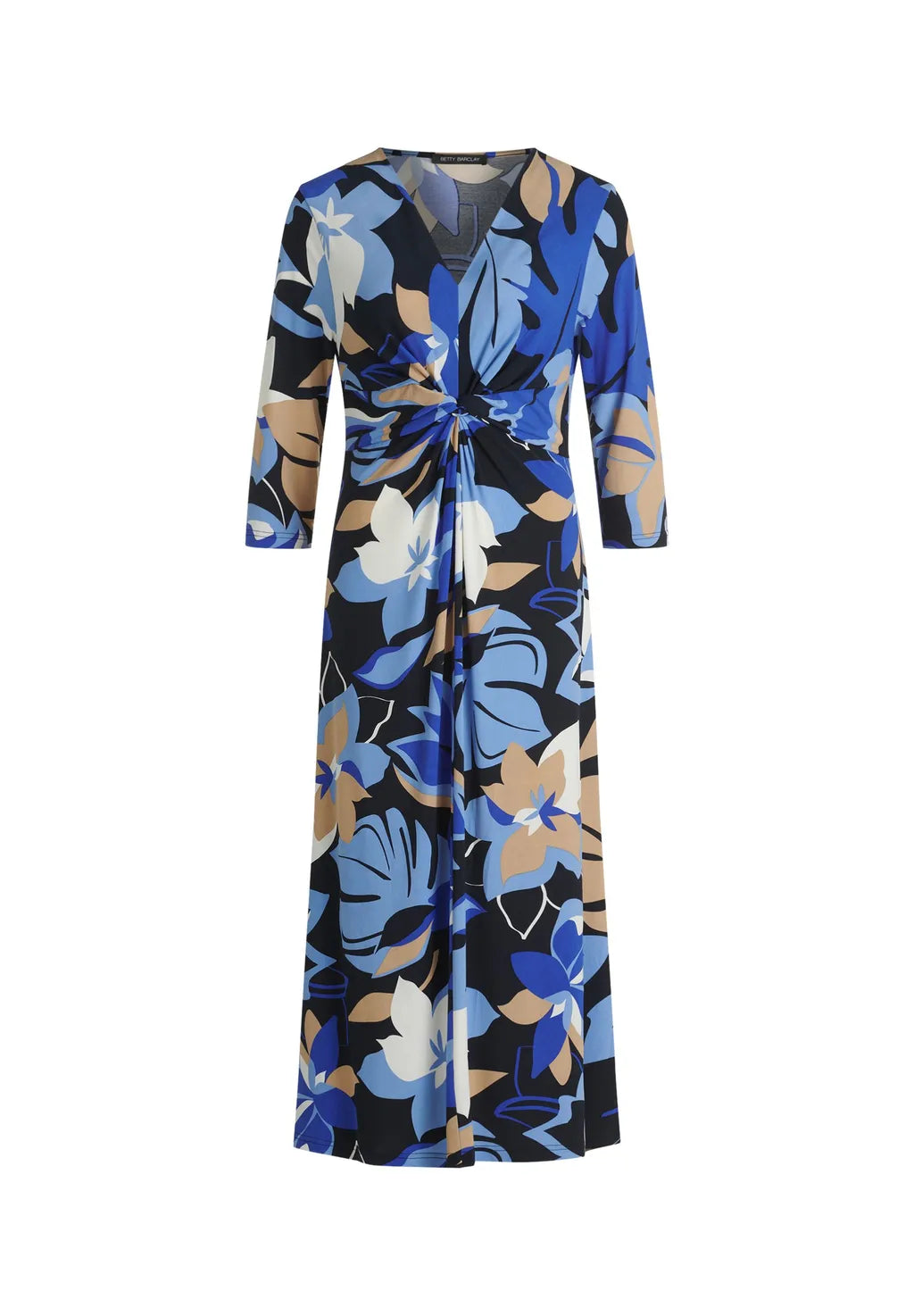 Betty Barclay Ladies Midi Dress With Ruching-Dark Blue/Blue 1804/1729