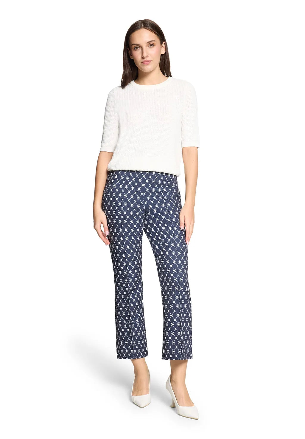 Betty Barclay Ladies Casual Trousers Slim Fit-Dark Blue/White 6143/1706