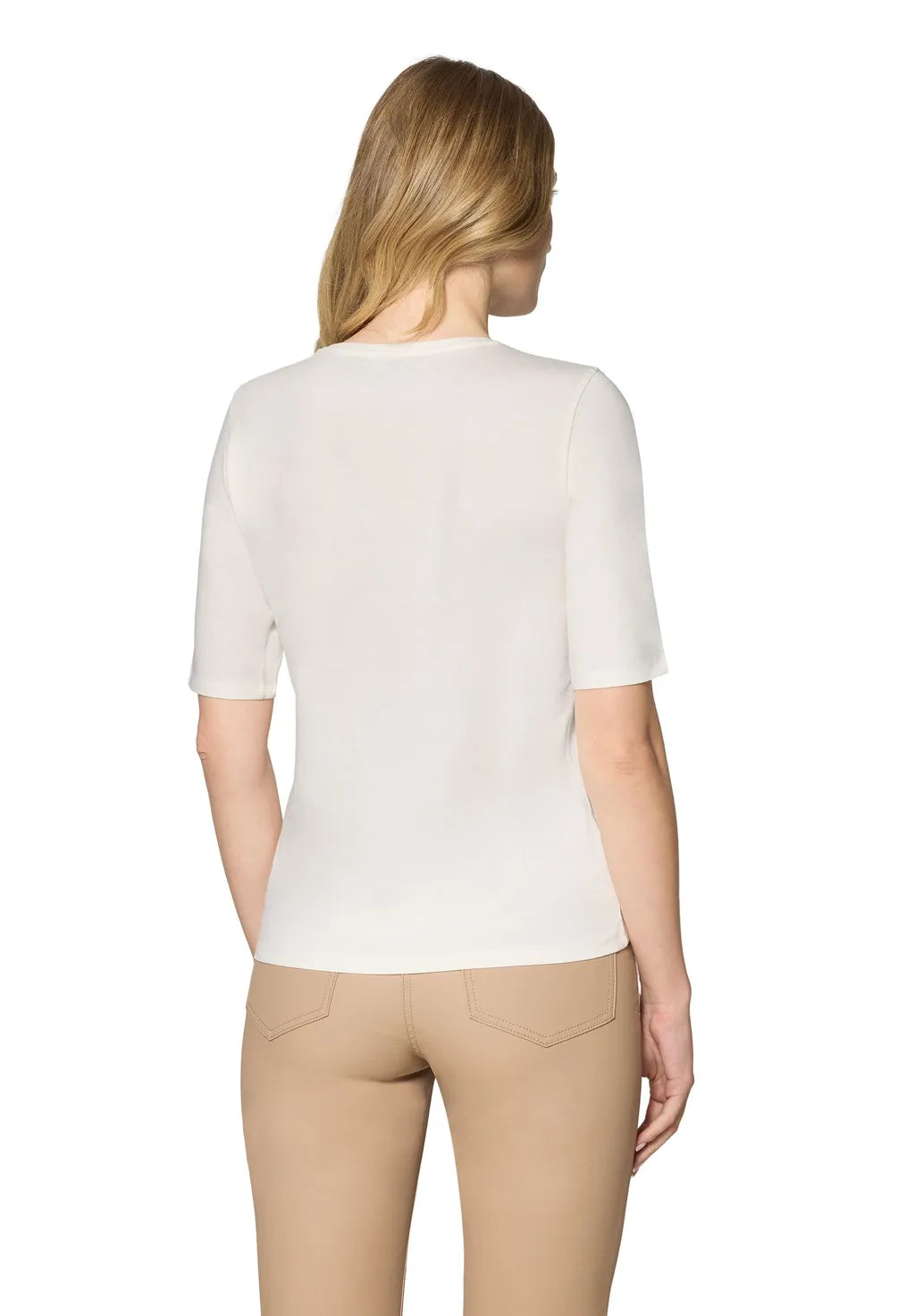 Betty Barclay Ladies Basic Shirt With Placement-Patch Cream/Blue 2738/1092.