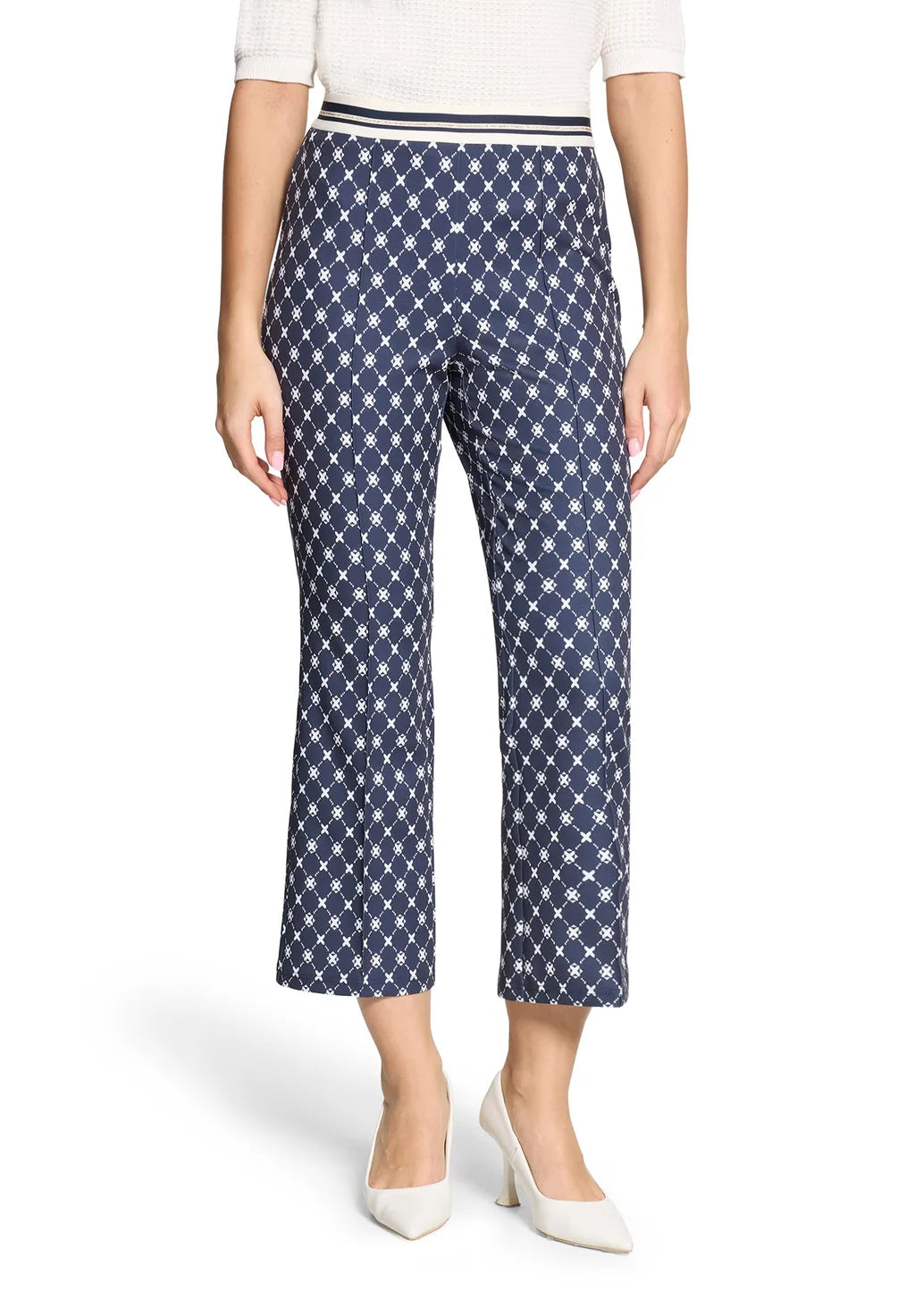 Betty Barclay Ladies Casual Trousers Slim Fit-Dark Blue/White 6143/1706