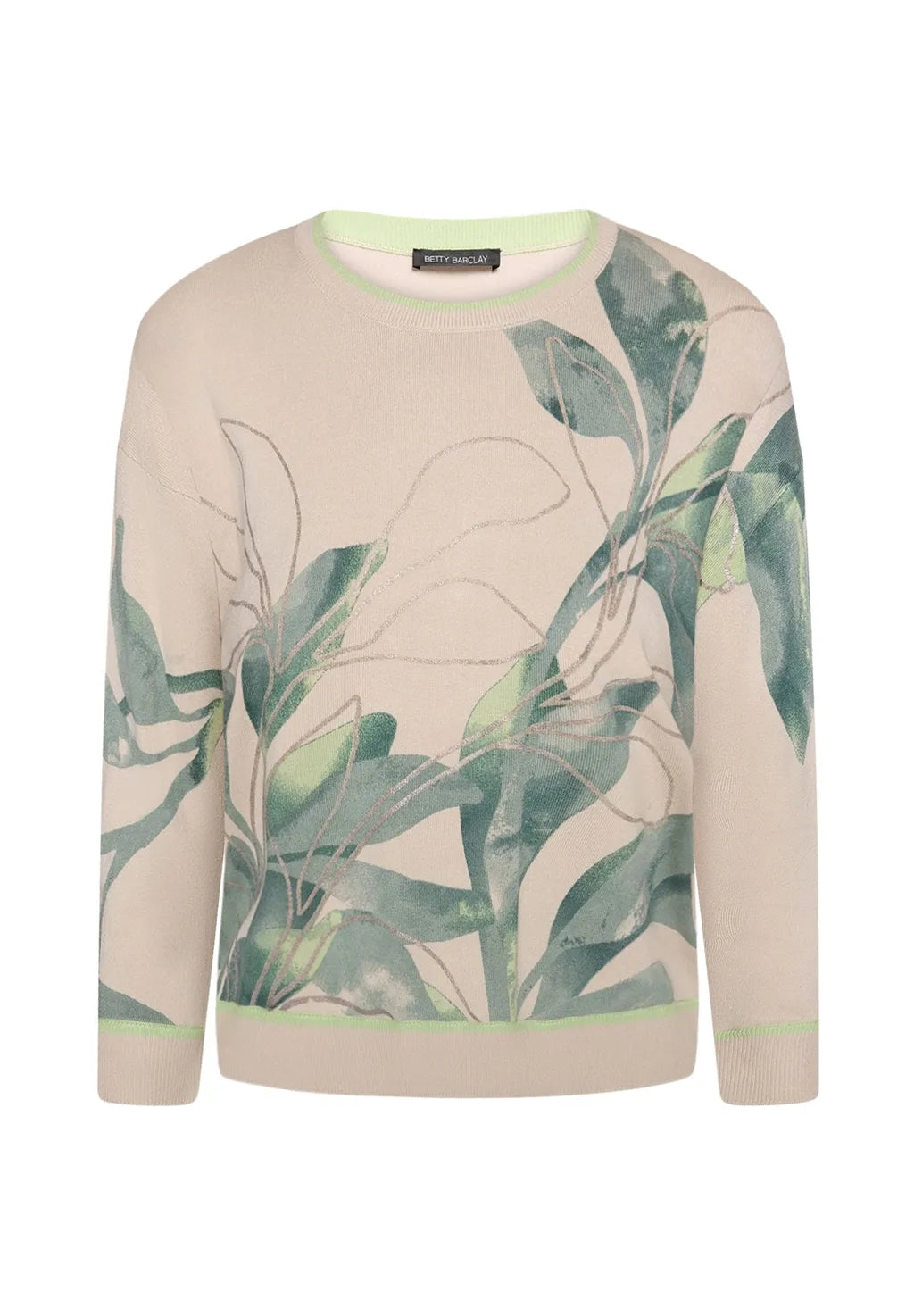 Betty Barclay Ladies Knit Sweater With Print-Beige/Green 5412/1809