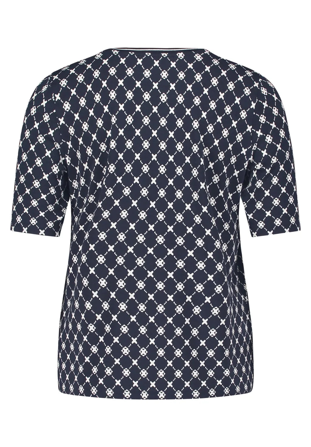 Betty Barclay Ladies Basic Shirt With Ribbed Cuffs-Dark Blue/White 2725/1791