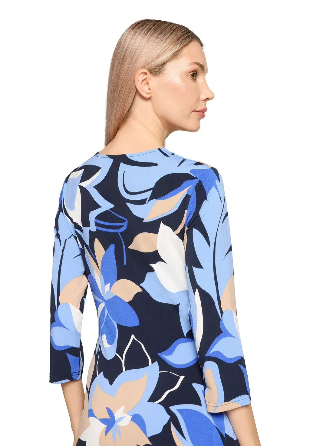 Betty Barclay Ladies Midi Dress With Ruching-Dark Blue/Blue 1804/1729