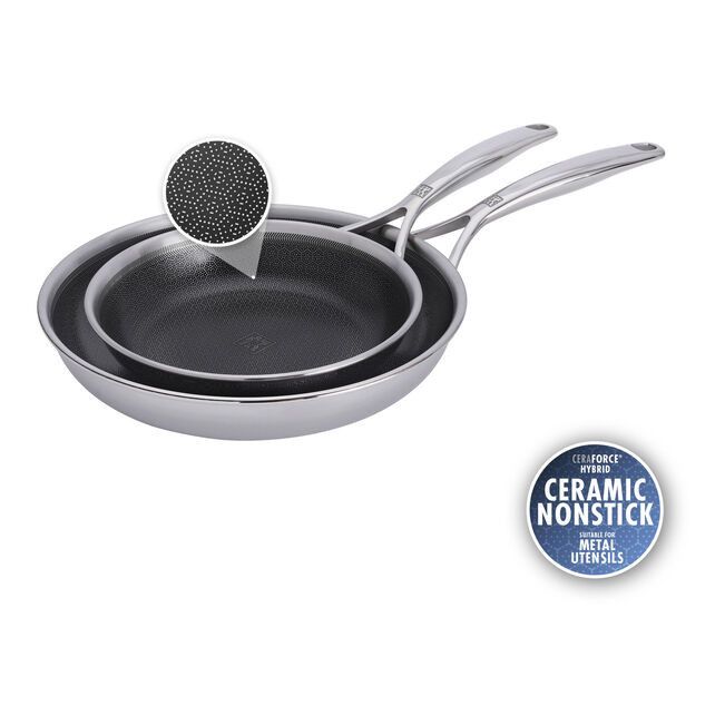 Zwilling Peak Stainless Steel Ceramic Non-Stick Coating Frying Pan 20 & 26cm Set ZW-1034502.