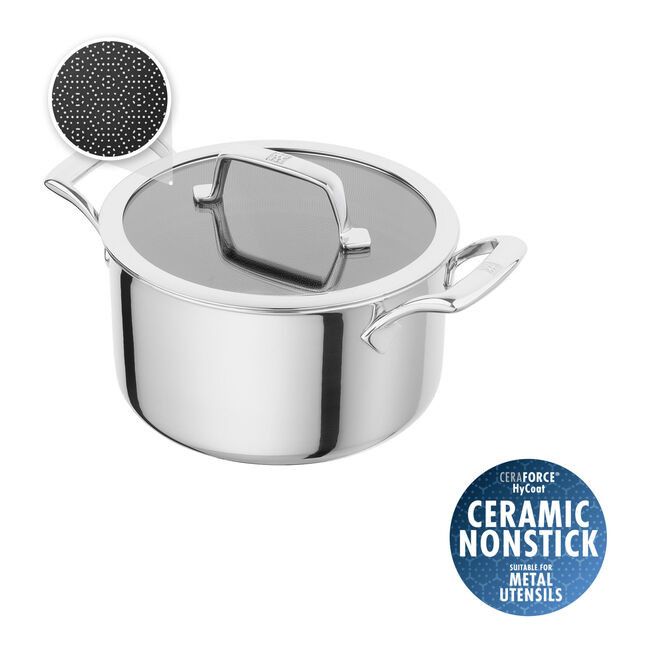 Zwilling Peak Stainless Steel Ceramic Non-Stick Coating Stock Pot with Lid 24cm ZW-1034507.
