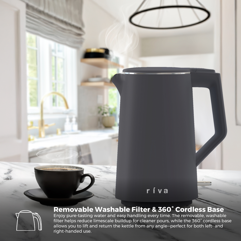 Riva Cool Touch Kettle 1.7L Coal Grey RVGK001