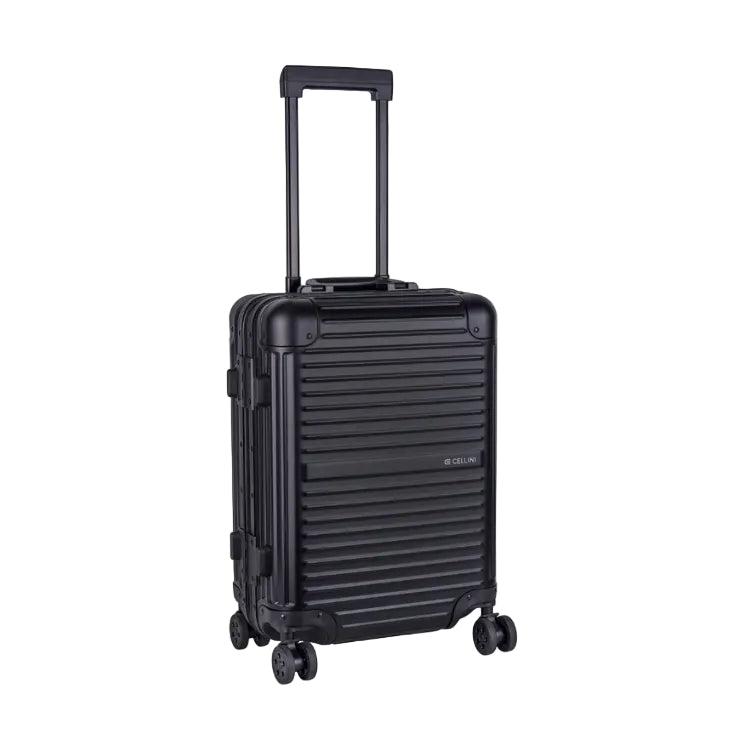 Cellini Aluminium 4-Wheel Carry On Trolley Case-Black 107555.