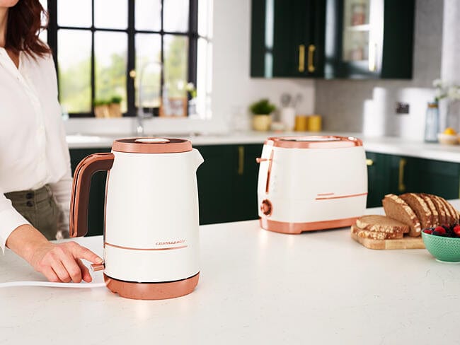 Beko TOASTER Beko Off White & Rose Gold Cosmopolis 1.7L Kettle And 2 Slice (7408125411417)