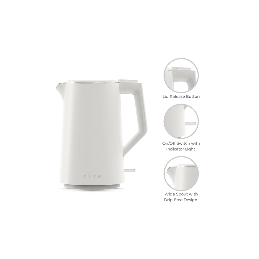 Riva Cool Touch Kettle 1.7L White RVWK002