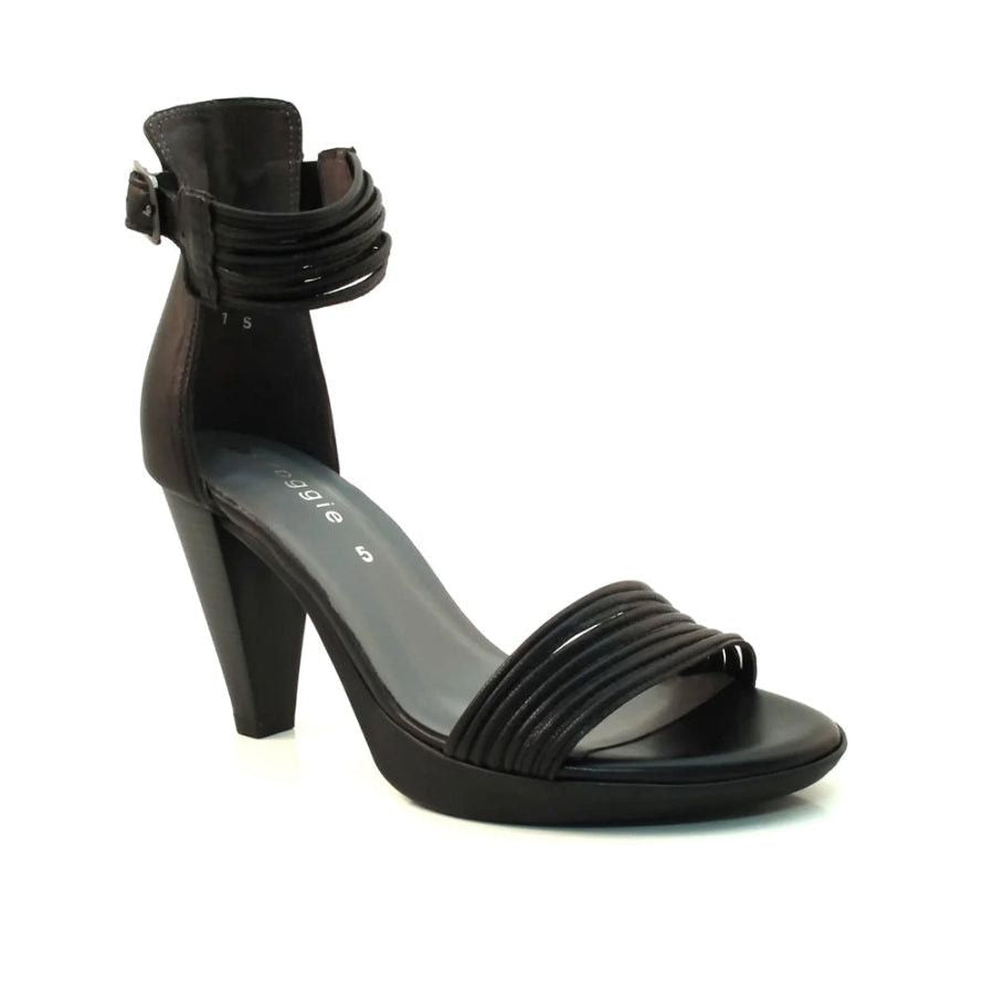 Froggie Black Genuine Leather Ankle Strap Sandal 12319 1611