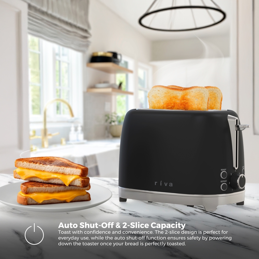 Riva Stainless Steel 2-Slice Toaster Matt Black RVBT001