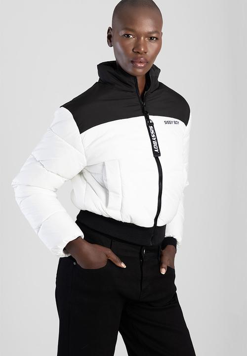 Sissy Boy Puffer Jacket Sissy Boy On My Way: Puffer Jacket With Contrast Panels And Branding - Black /White