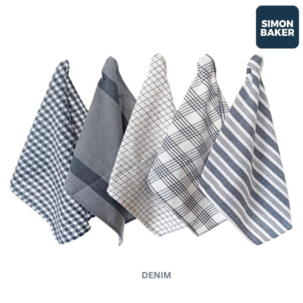 Simon Baker 100% Cotton ECR Kitchen Towel Set of 5 (7991239475289)