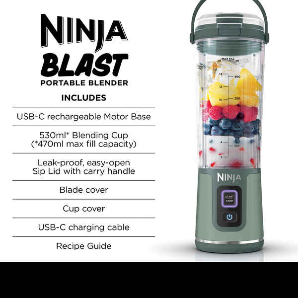 Ninja Blast Cordless Portable Blender 100W Sage Green BC151EUEM