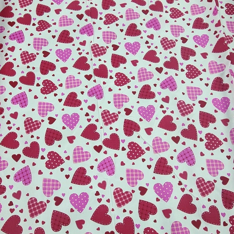 printed polycotton Dress Fabrics Printed Poly Cotton Hearts Fabric 112cm (7490123956313)