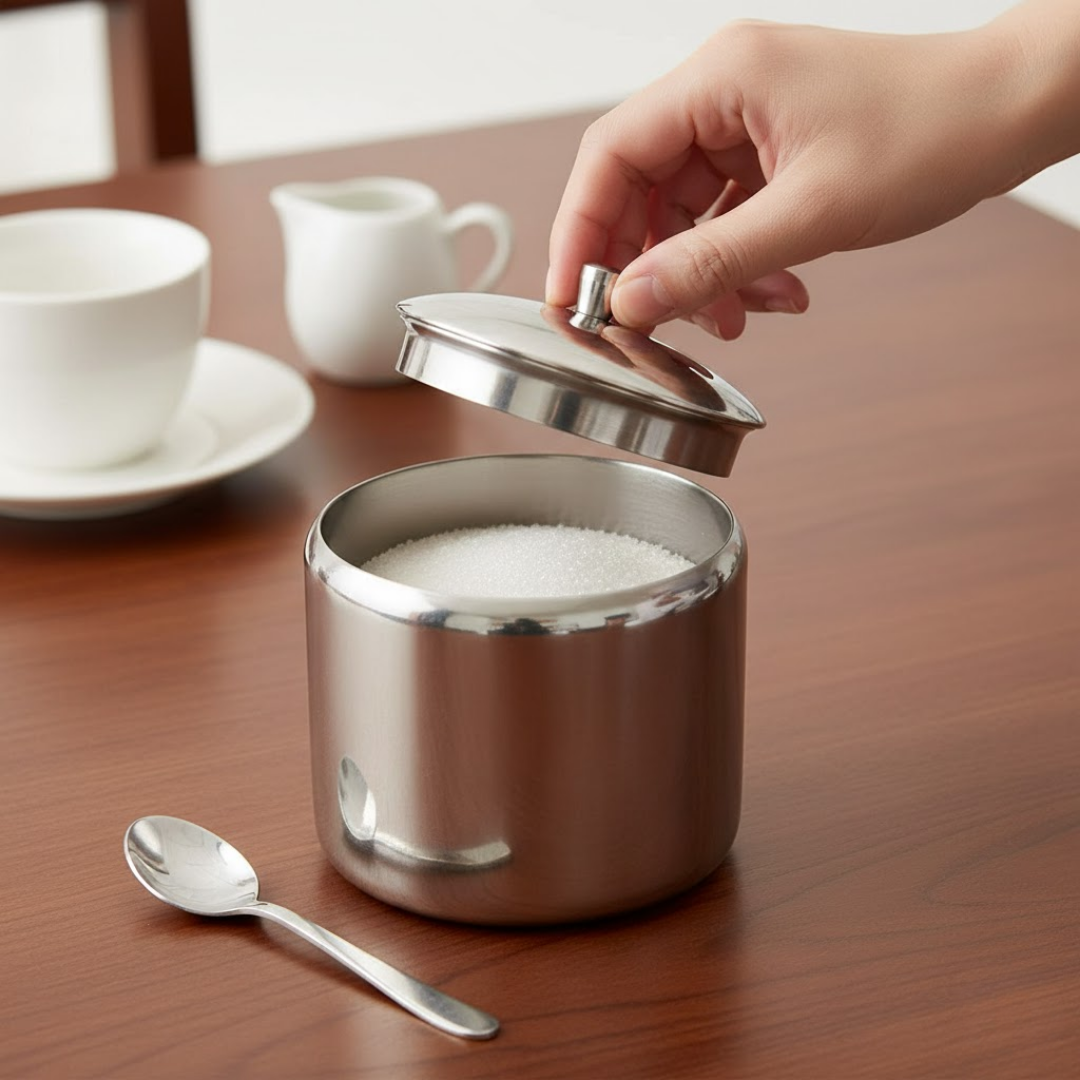 Table Pride Stainless Steel Sugar Pot With Lid 170ml SGN145