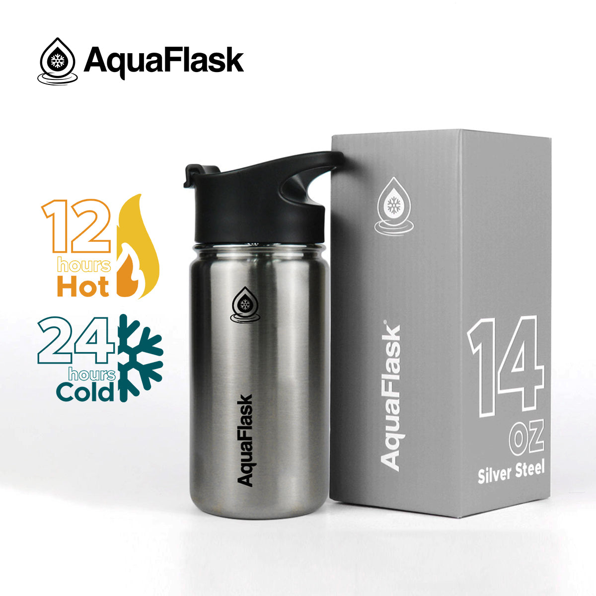 Aquaflask Regular 414ml Flask Silver Steel AF-P10