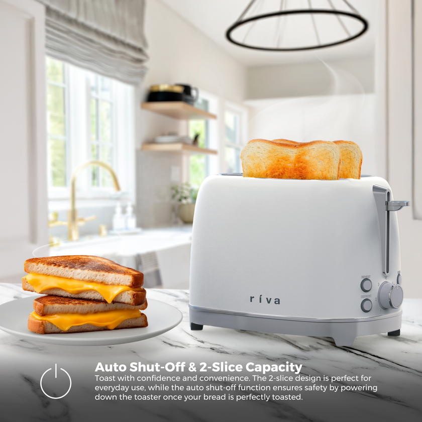 Riva Stainless Steel 2-Slice Toaster Matt White RVWT001