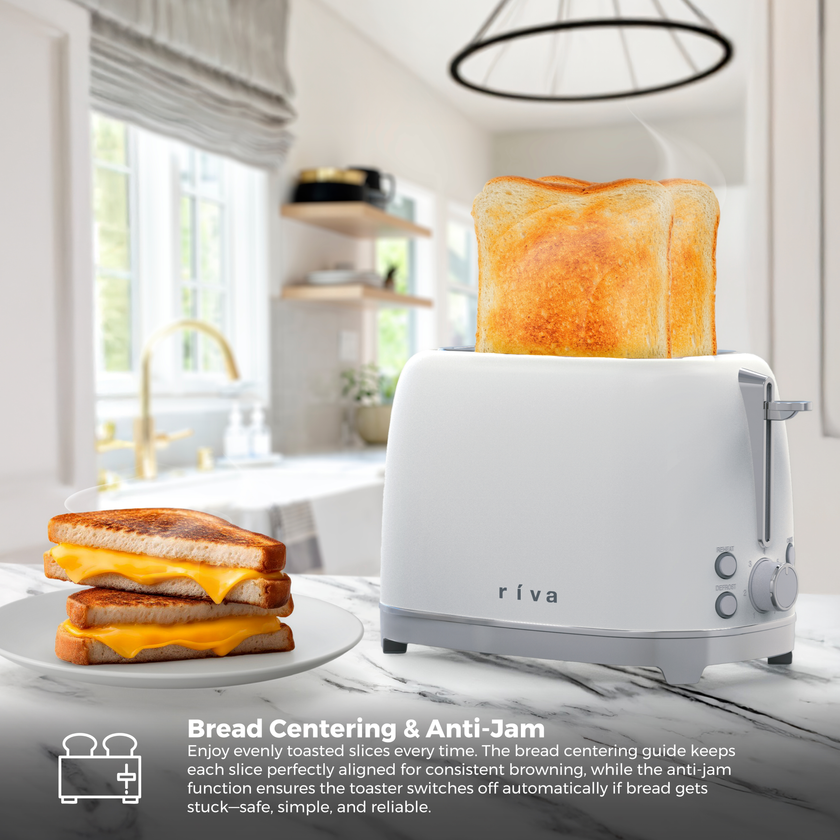 Riva Stainless Steel 2-Slice Toaster Matt White RVWT001