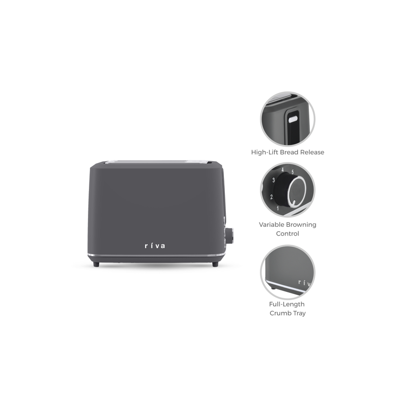 Riva Cool Touch Toaster 2-Slice Coal Grey RVGT001