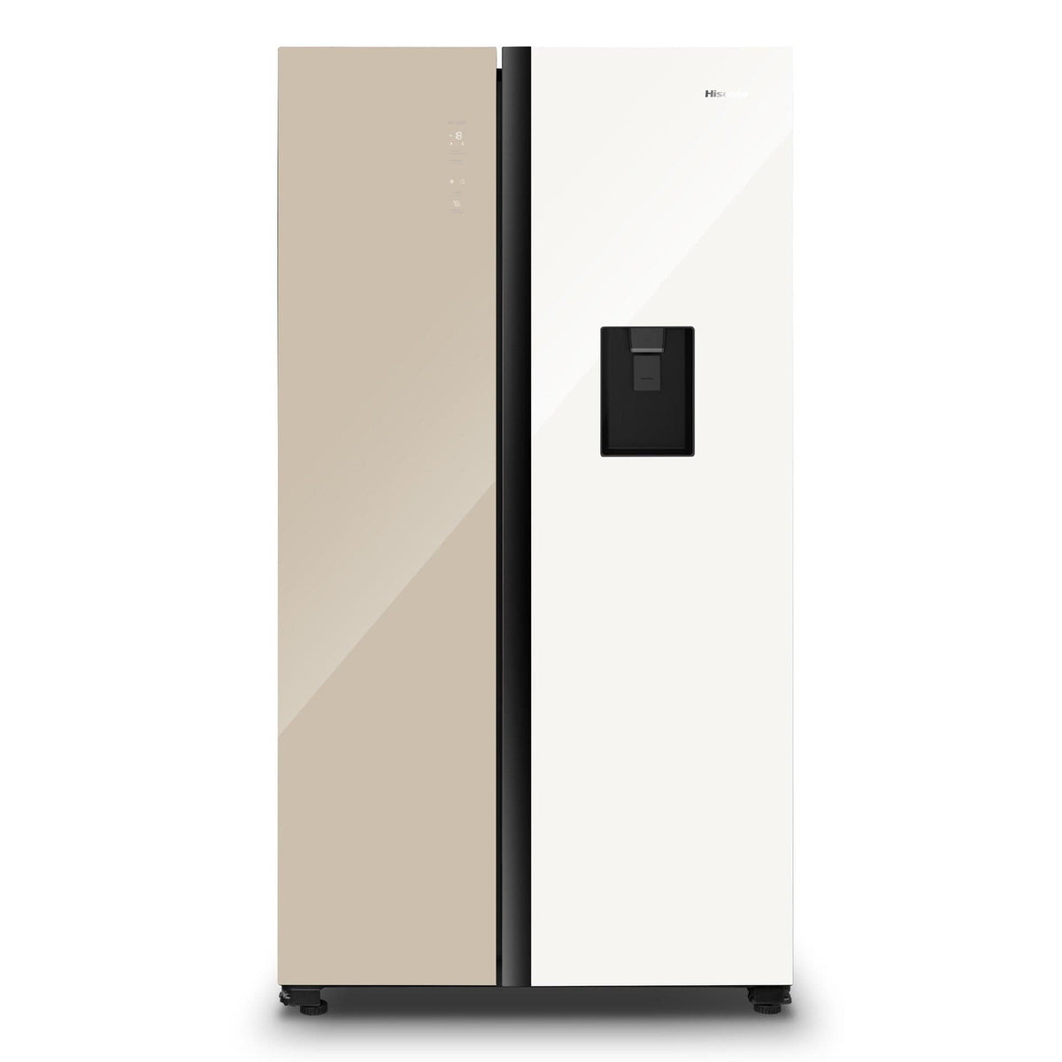 Hisense Side by side fridge Hisense 508L White And Khaki Glass Side By Side Fridge H670SDK-WD (7781177655385)