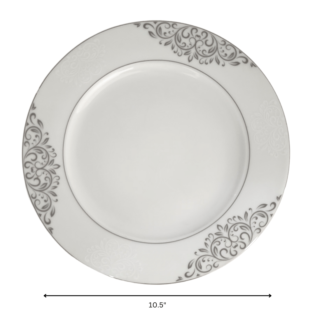 Royal Series Dinner Plate Silver Flower Pattern Dinner Set 47 Piece SGN1423 (7487963889753)