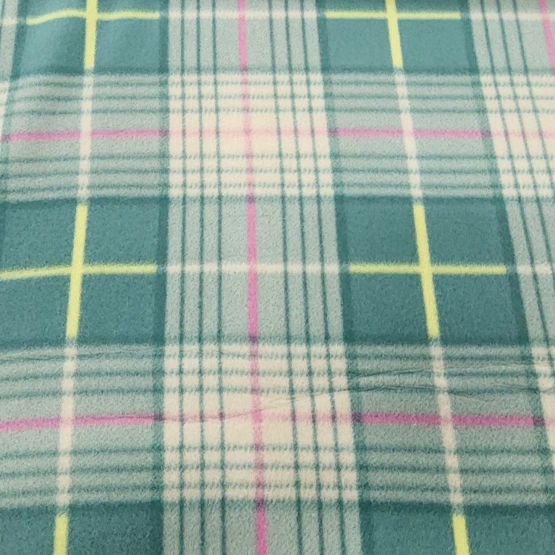 Fleece Blankets Printed Polar Fleece Fabric Green Check 150 cm (7613954621529)