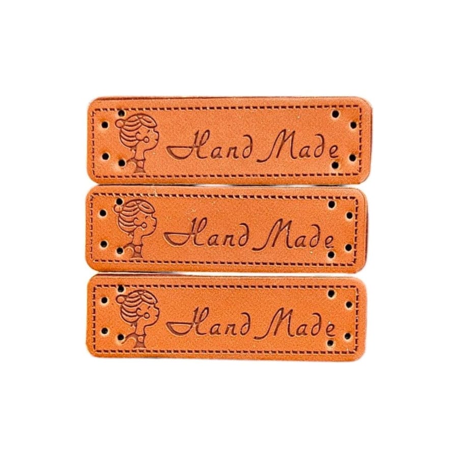 SEWING ACCESSORIES Habby Face 3pc Leather Tag