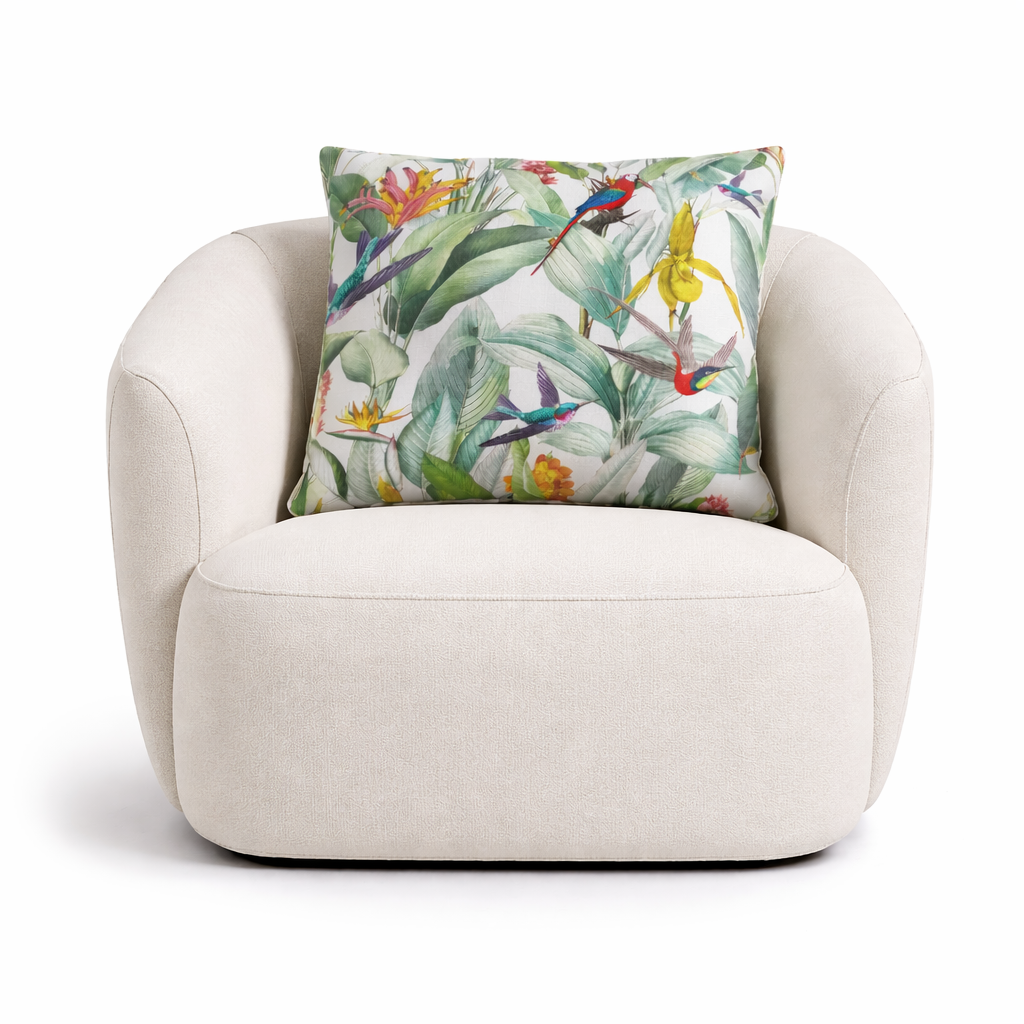Fabric Printed Upholstery Floral Birds Carlington 140 cm.