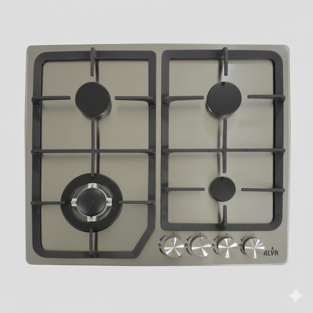 Alva 60 cm 4-Burner Gas Hob Stainless Steel GDH100