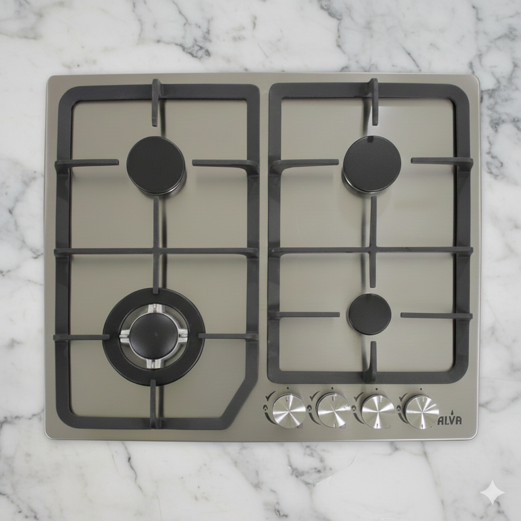 Alva 60 cm 4-Burner Gas Hob Stainless Steel GDH100
