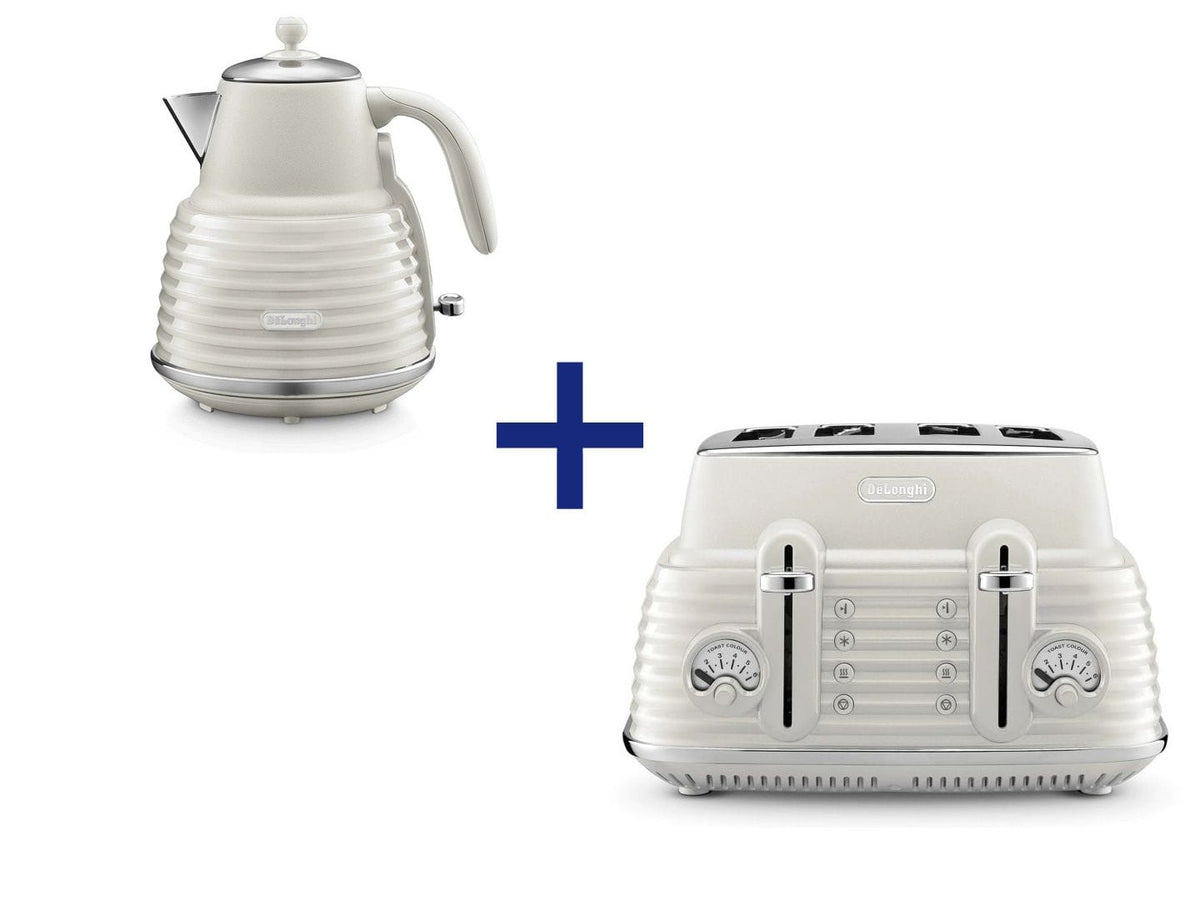 Delonghi TOASTER DeLonghi Scultura Scolpito Kettle & Toaster Breakfast Pack - White (7345694769241)