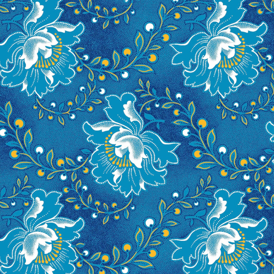 Original 3 Cats Fabric C/W272 Turquoise/Yellow 90cm