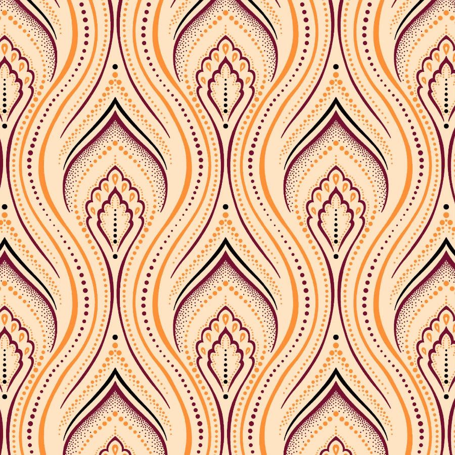 Original 3 Cats Fabric C/W551 Cream/Burgundy 90cm.