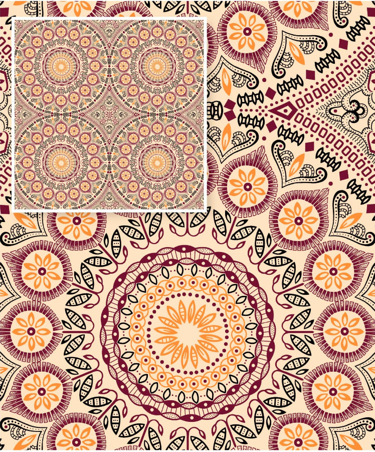 Original 3 Cats Fabric C/W551 Cream/Burgundy 90cm (8034019082329)
