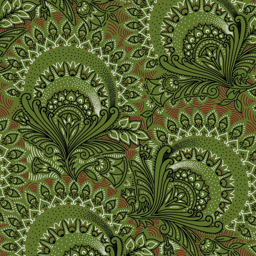 Original 3 Cat Fabric C/W841 Olive 90cm.