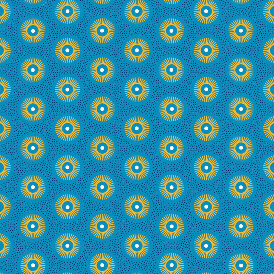 Original 3 Cats Fabric C/W272 Turquoise/Yellow 90cm