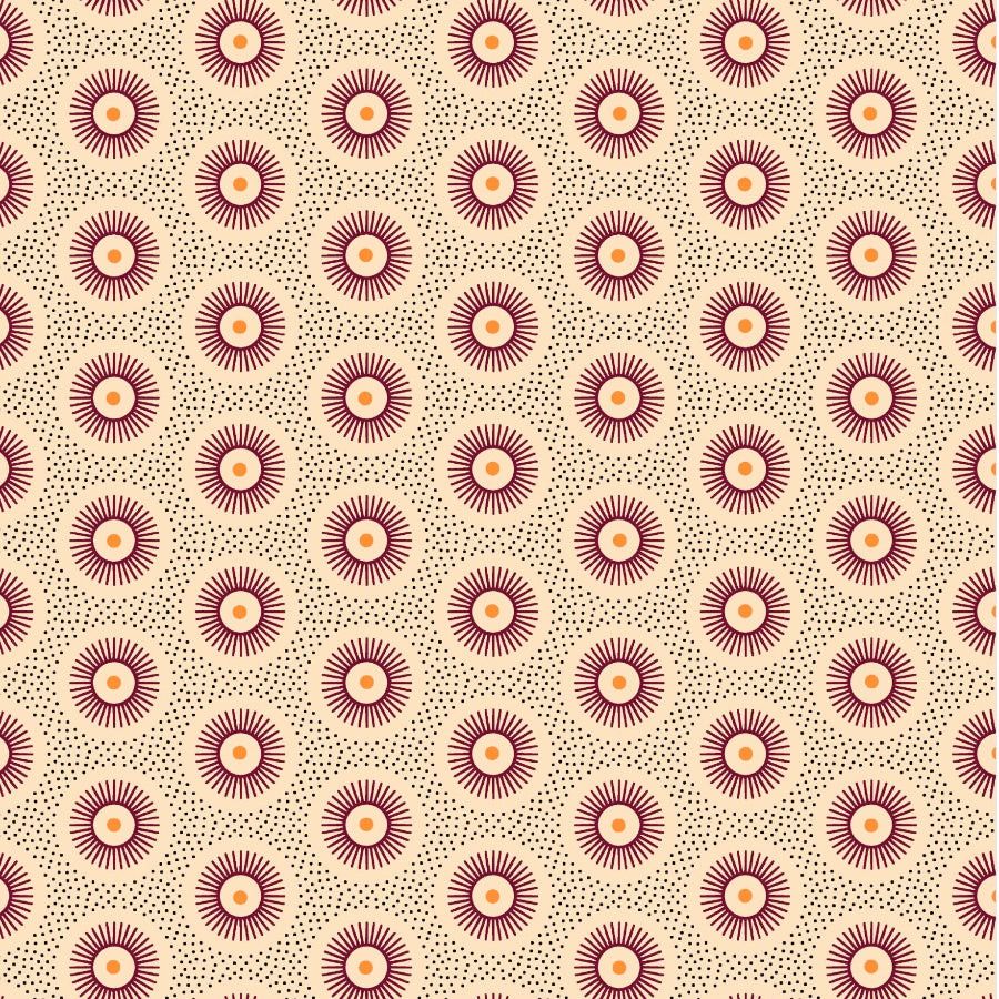 Original 3 Cats Fabric C/W551 Cream/Burgundy 90cm.