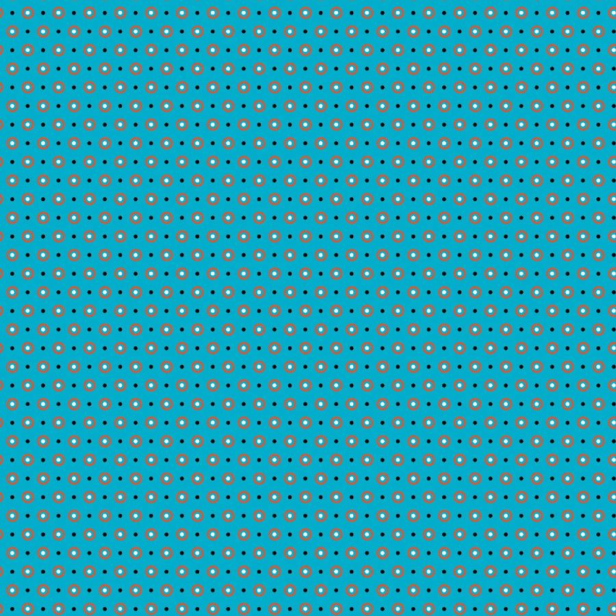 Original 3 Cats Fabric C/W251 Turquoise/Orange 90cm.