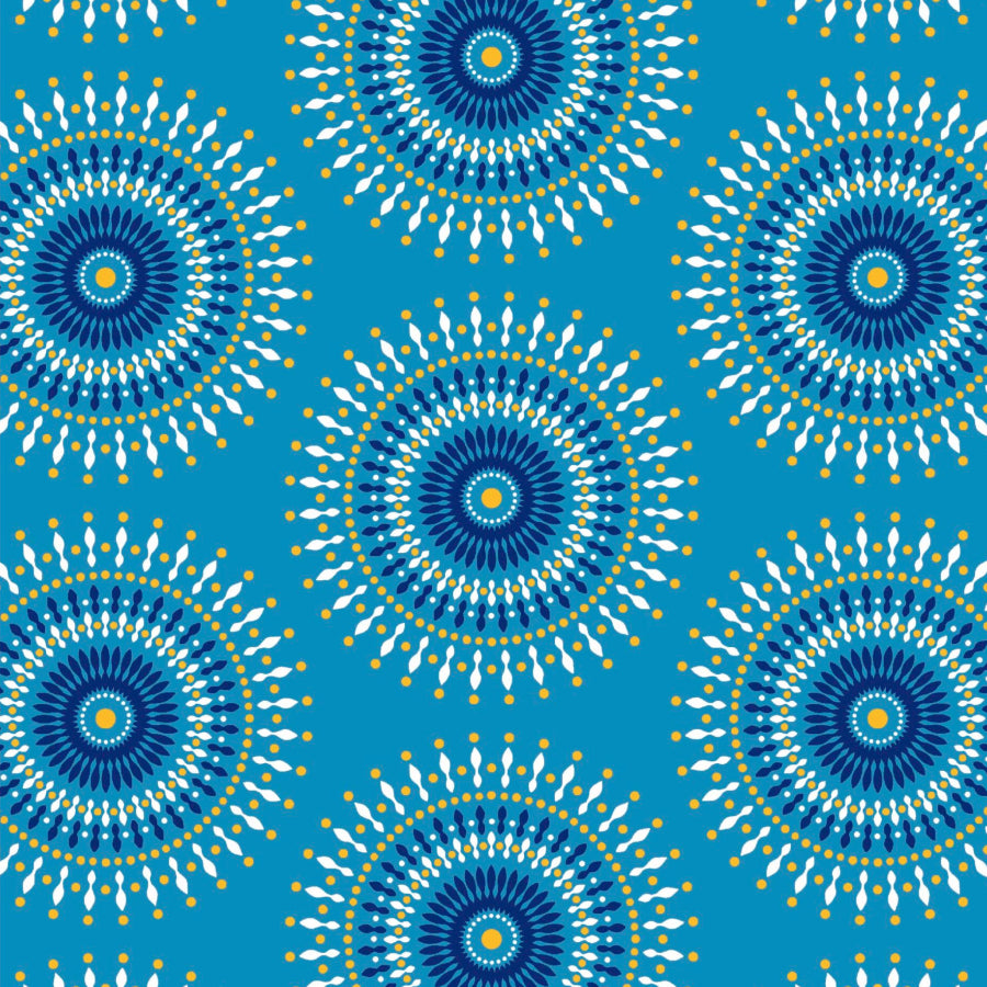 Original 3 Cats Fabric C/W272 Turquoise/Yellow 90cm