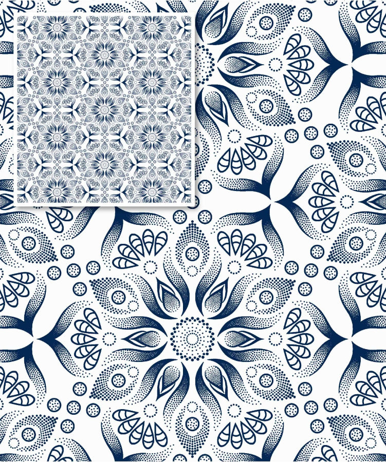 Original 3 Cats Fabric C/W99 Blue & White 90cm