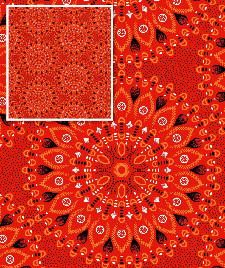 Original 3 Cats Fabric C/W531 Red 90cm