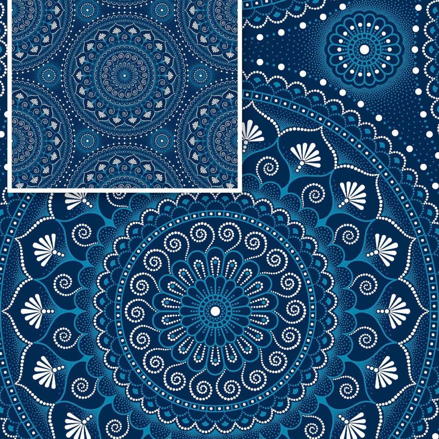 Original 3 Cats Fabric C/W74 Ink Blue 90cm.