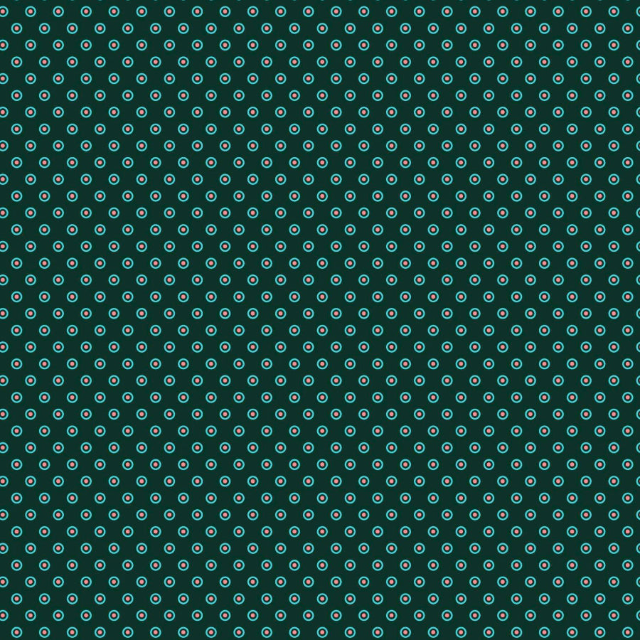 Original 3 Cats Fabric C/W75 Bottle Green & Coral 90cm