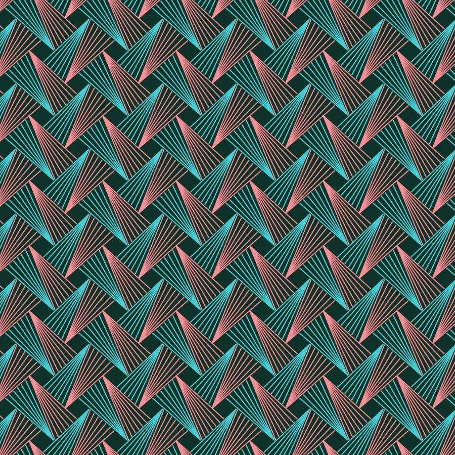 Original 3 Cats Fabric C/W75 Bottle Green & Coral 90cm