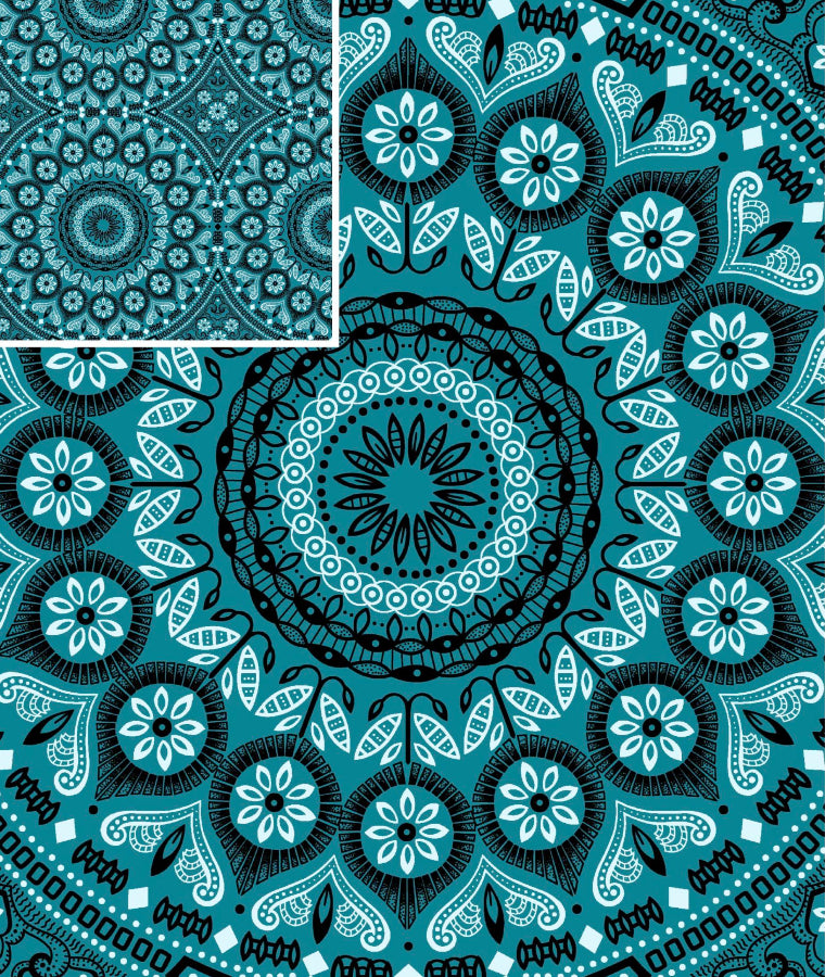 Original 3 Cats Fabric C/W25 Turquoise Blue 90cm